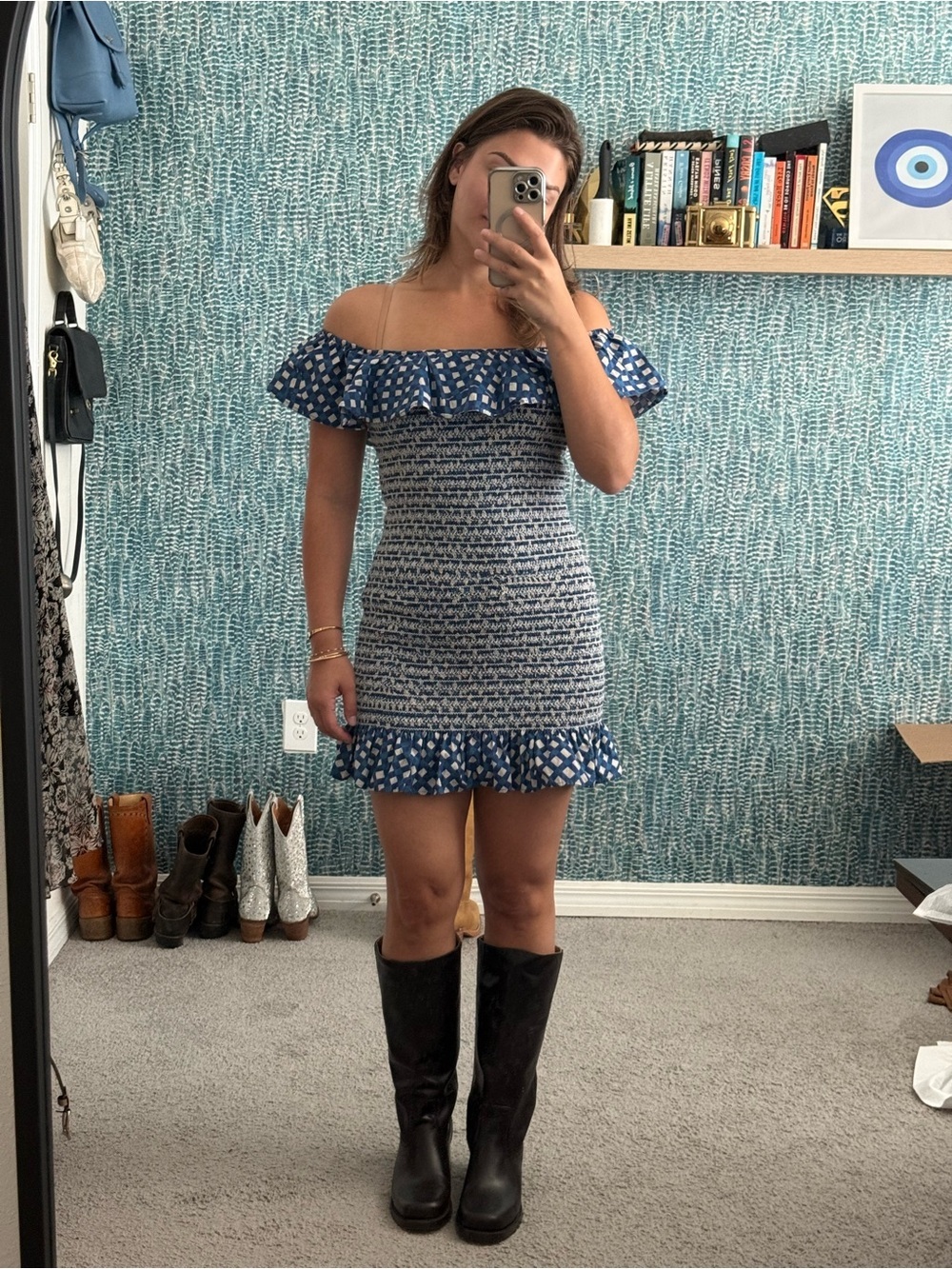 Corey Lynn Calter Anthropologie Off-The-Shoulder Smocked Dress - Picture 8 of 8